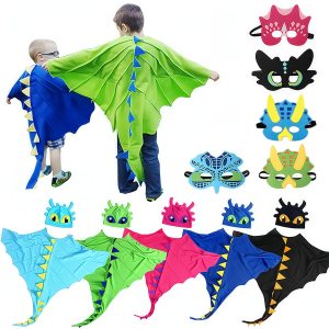 [Dragon Cape Set] Dragon Cape Christmas Halloween Party Set with Hat for Boys and Girls, Children's Activity Performance Shawl Outfit