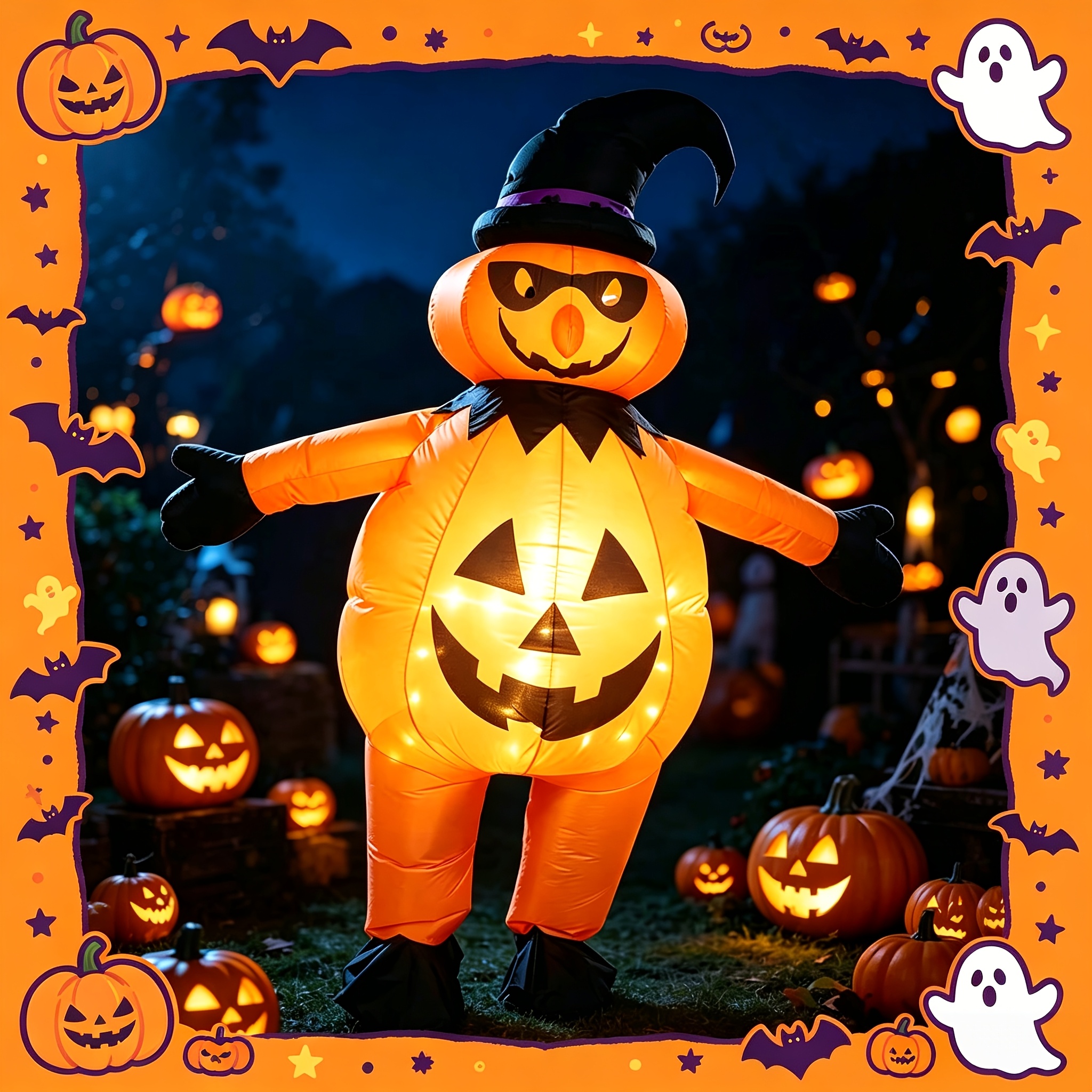 Halloween Inflatable Pumpkin Costume, Adult Witch Hat, Funny Inflatable Costume, Masquerade Ball, Makeup Ball, Stage Performance Costume