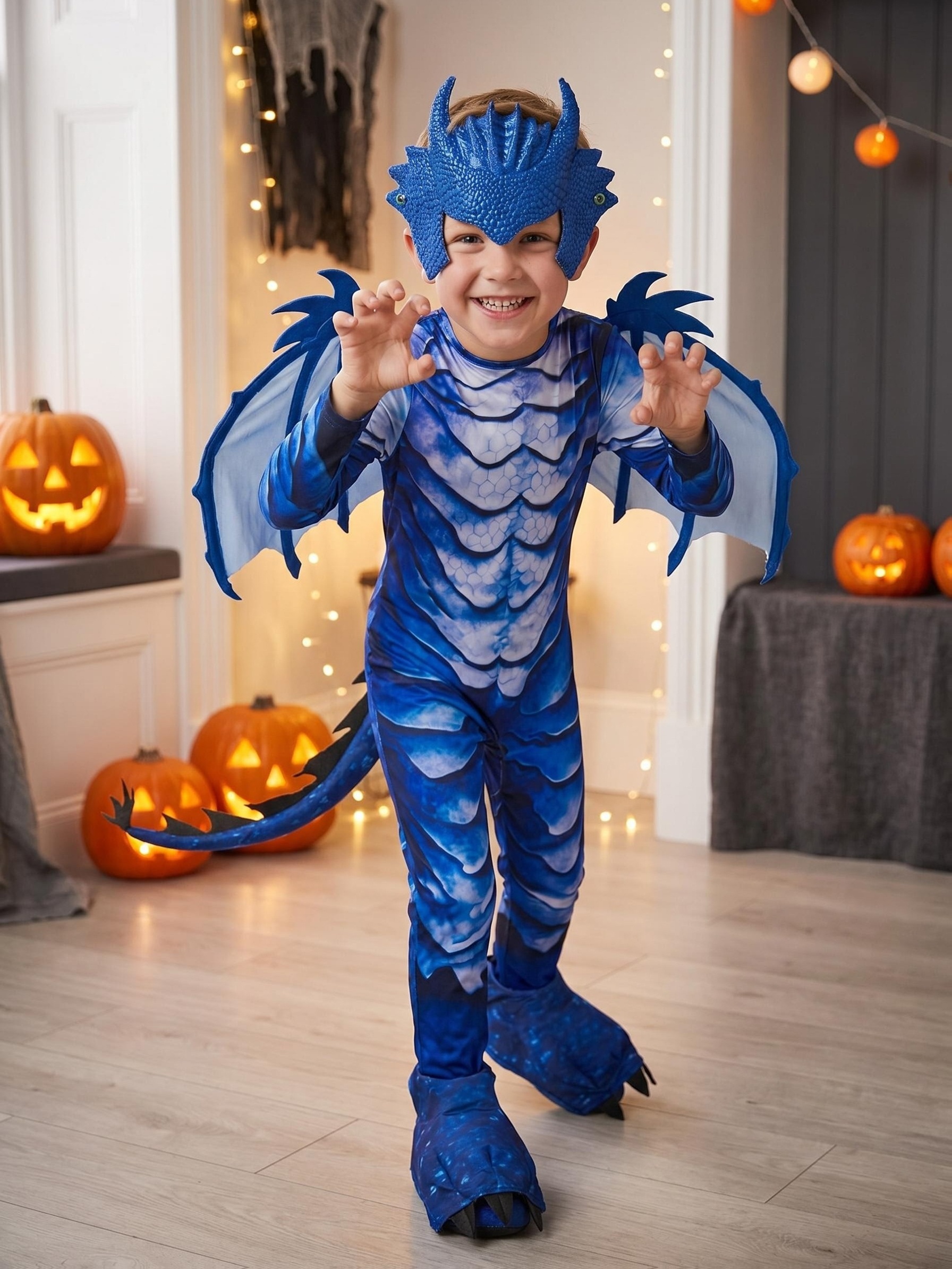 Frost Dragon Four-Piece Jumpsuit Wings Dragon Tail Headwear Homecoming Season Dress Halloween Party Campus Performance