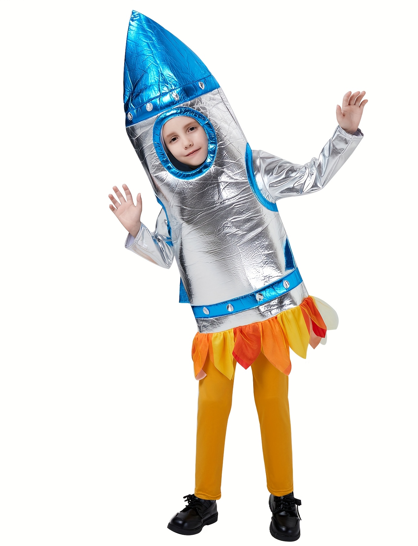 Halloween Sports Day Rocket Space Stage Spacesuit Astronaut Suit Rocket Cape Inner Layer Free Combination Suitable for Halloween Birthday Space-Themed Clothing