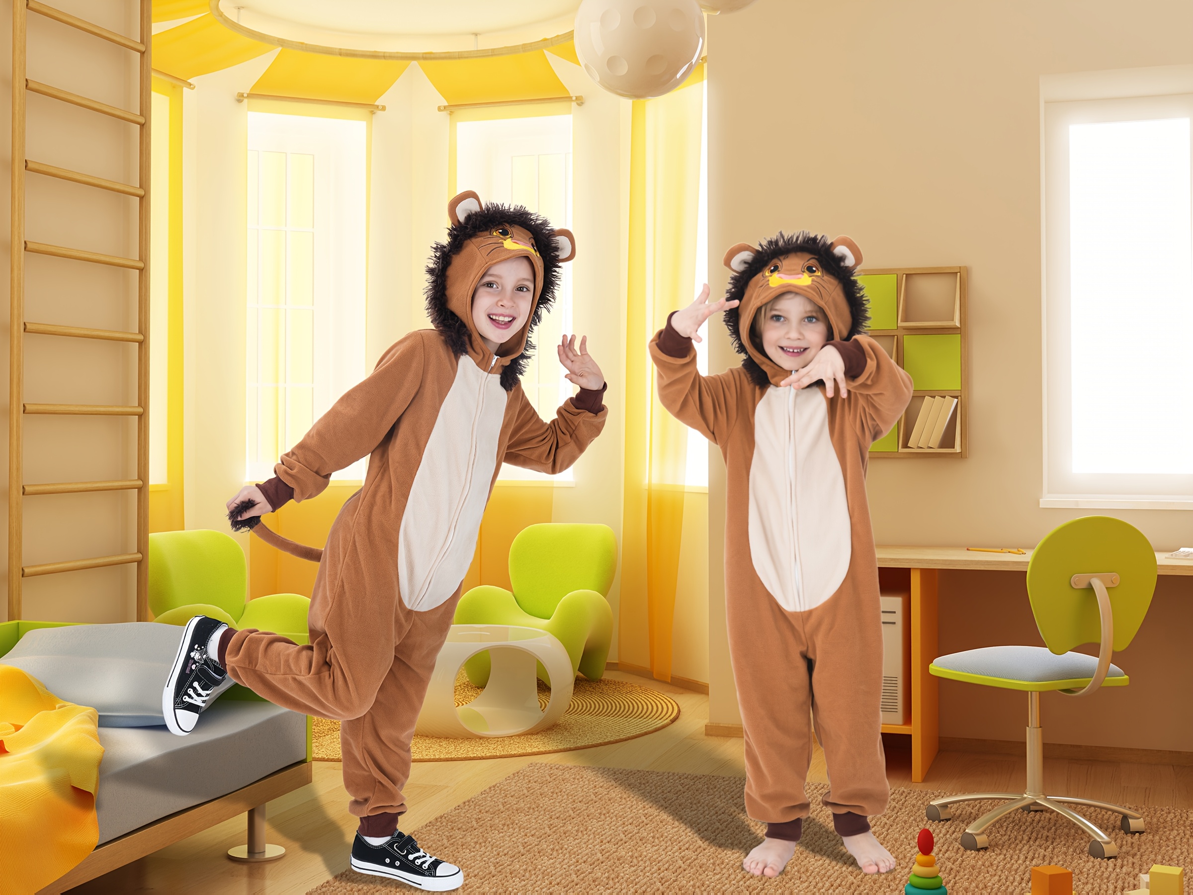 Children's Lion Bodysuit, Unisex Lion Animal for Halloween Themed Parties, Perfect for Outdoor
