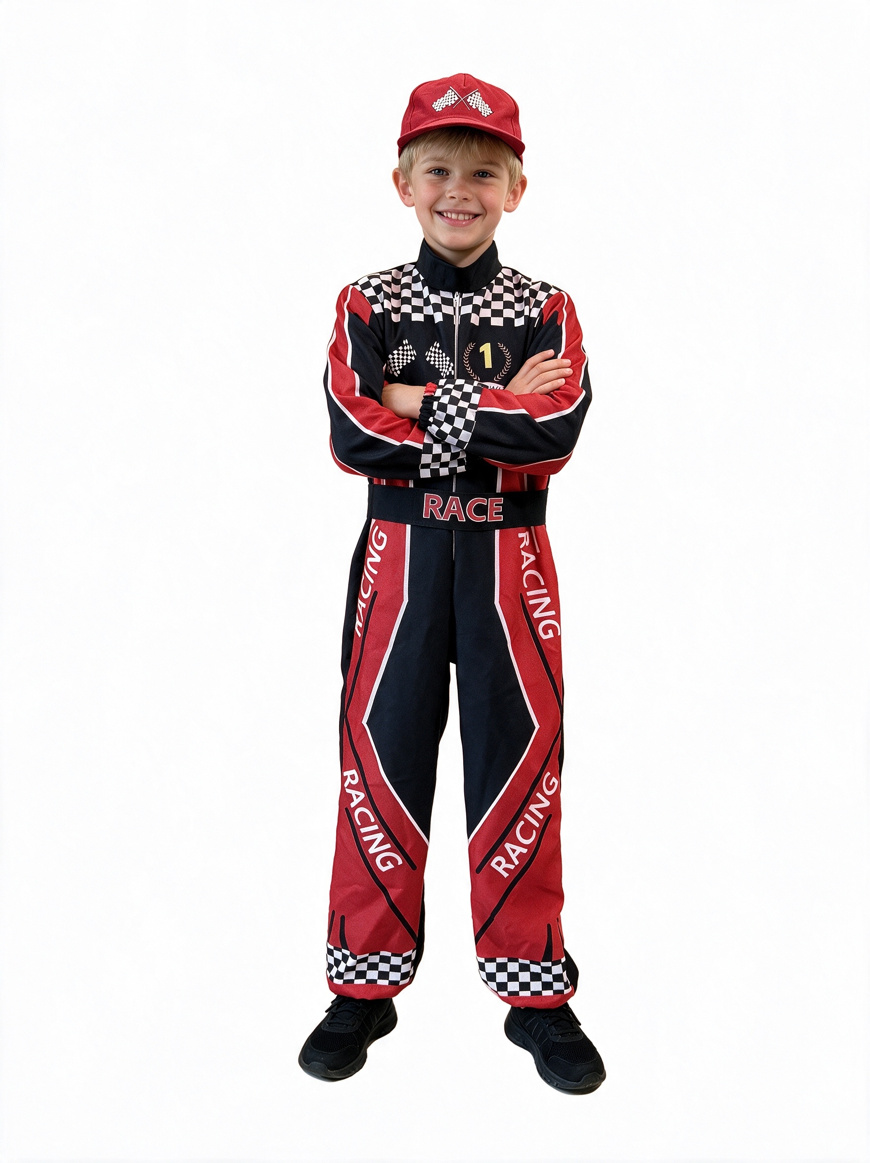Handsome Boy Racing Suit, Set Includes Jumpsuit, Belt, and Hat, Suitable for Carnivals, Halloween, Stage Performances, Cosplay, Birthdays, and Various Parties - Image 4