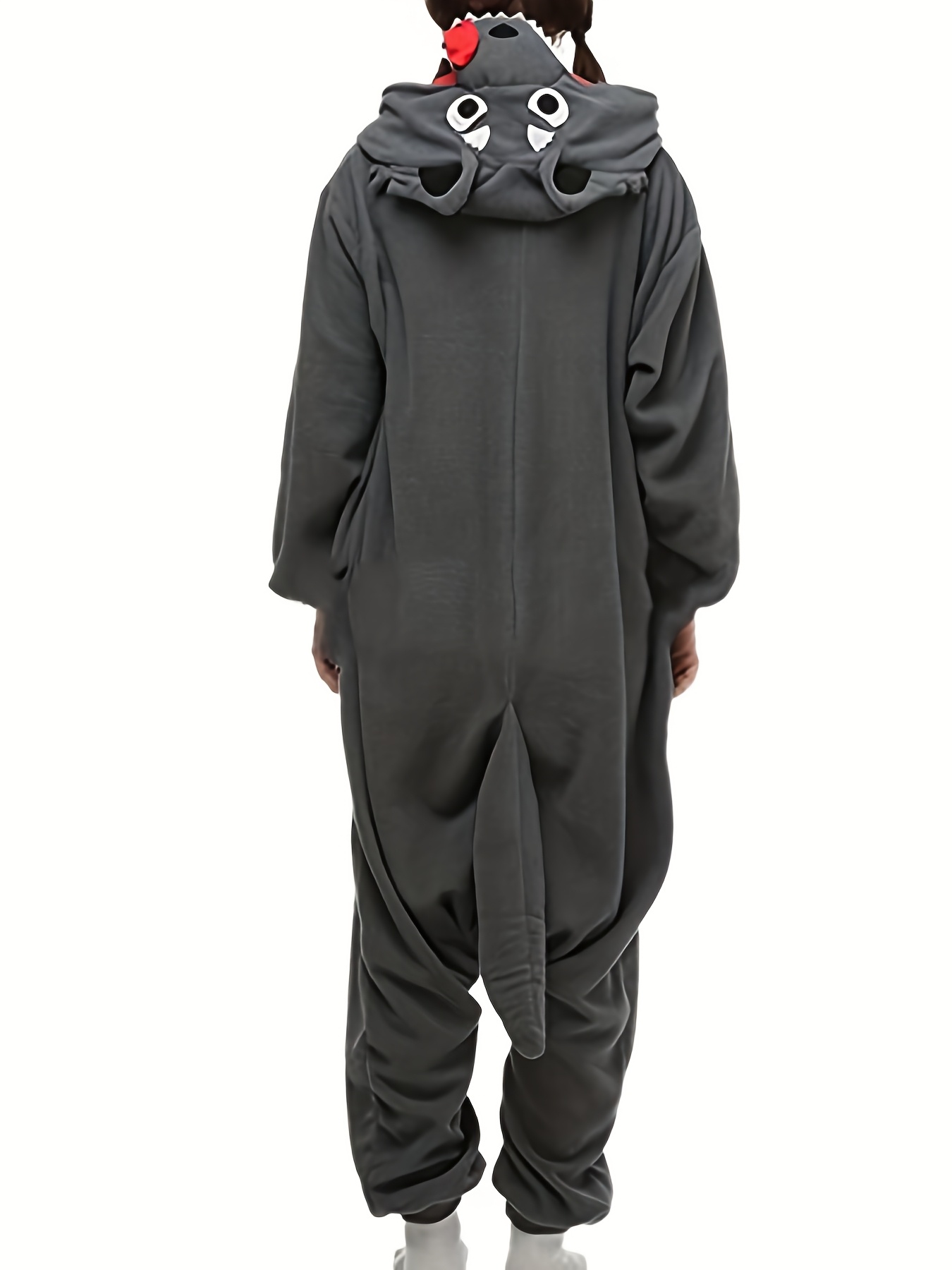 Big Bad Wolf Adult Men'S Fleece Thickened Cartoon Onesie Pajamas, Halloween Autumn And Winter Thickened Animal Onesie Pajamas Long-Sleeved Hooded Warm Bathrobe Funny Masquerade Party Costume - Image 4