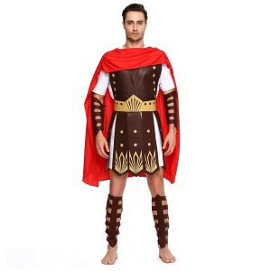 4pcs Adult Costume Set Includes Cloak, Top, Pair of Wristbands, And Pair of Anklets, Perfect for Halloween Activities And Role-Playing, Roman Gladiator Outfit, Role-Play, Parties, Carnival, Men's Dressing Additions Set, Props Not Included