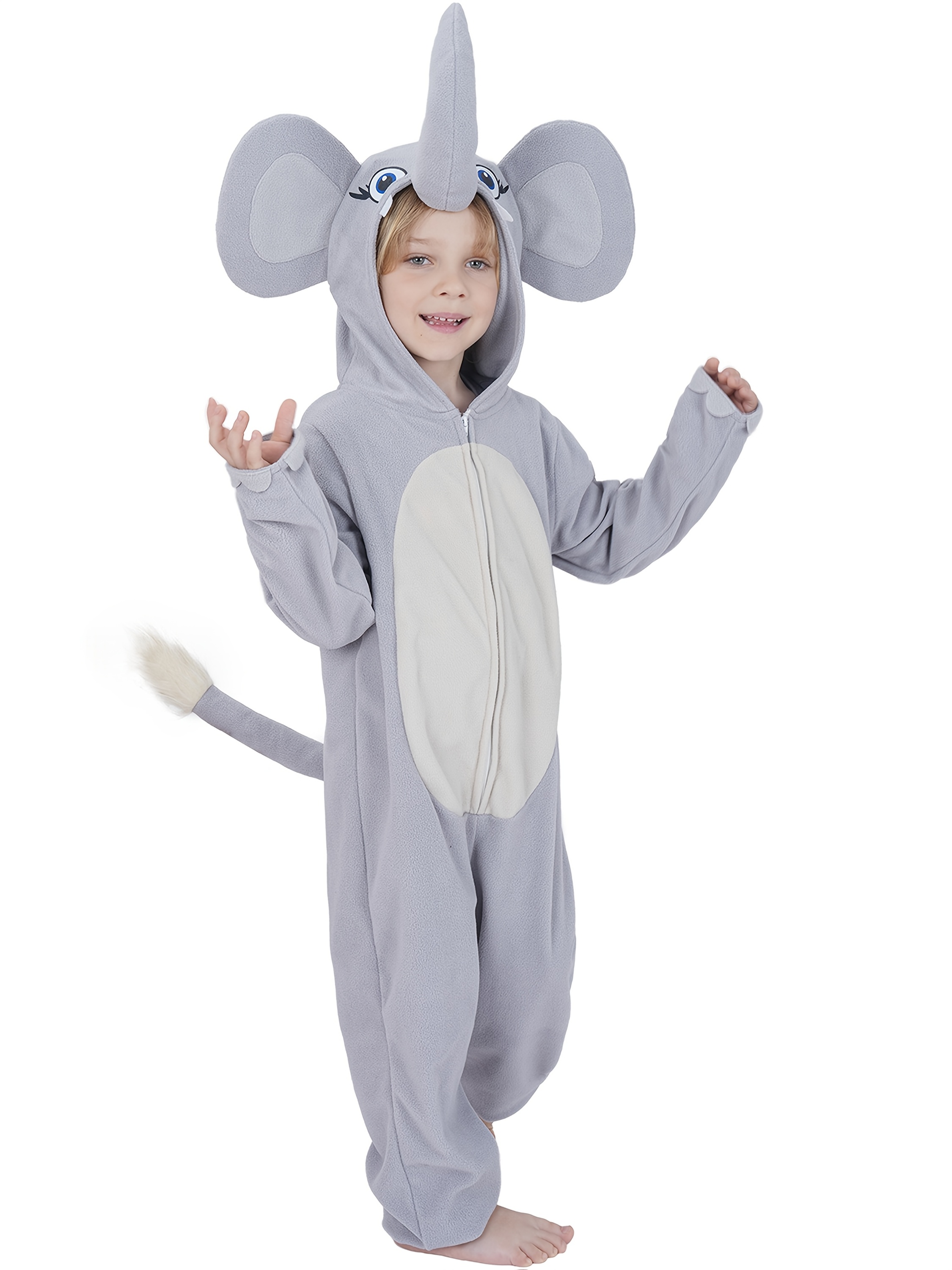 Kids Elephant Animal Cosplay Costume, Jumpsuit for Boys & Girls, for Halloween Christmas Themed Party
