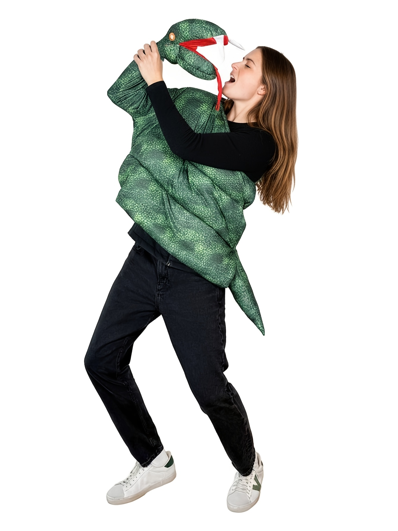 Python Print Top Cosplay Costume, Random Color Shade, Halloween Horror Green Snake Performance Outfit, One Size Fits All, Women's Holiday Party Attire