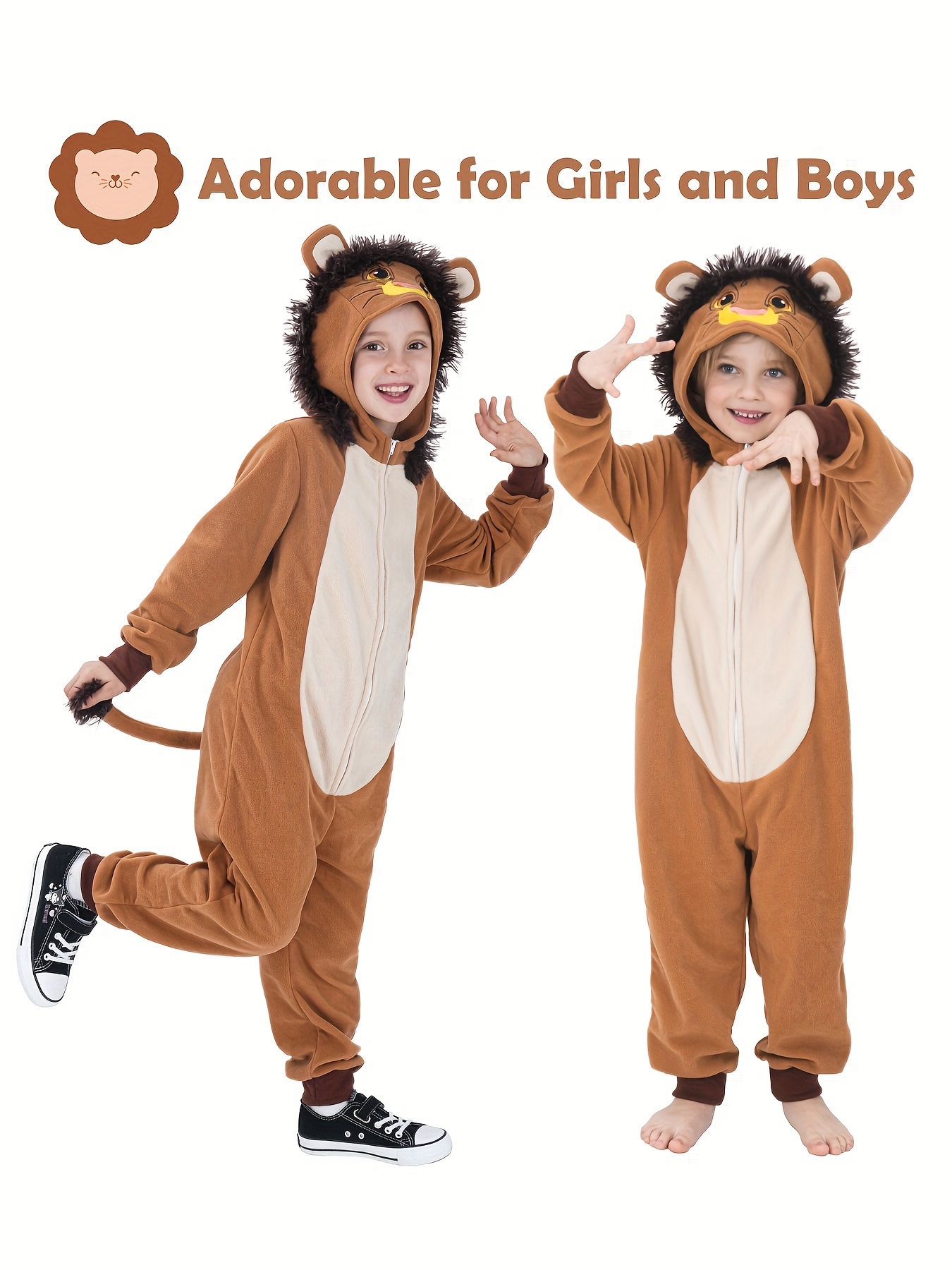 Children's Lion Bodysuit, Unisex Lion Animal for Halloween Themed Parties, Perfect for Outdoor