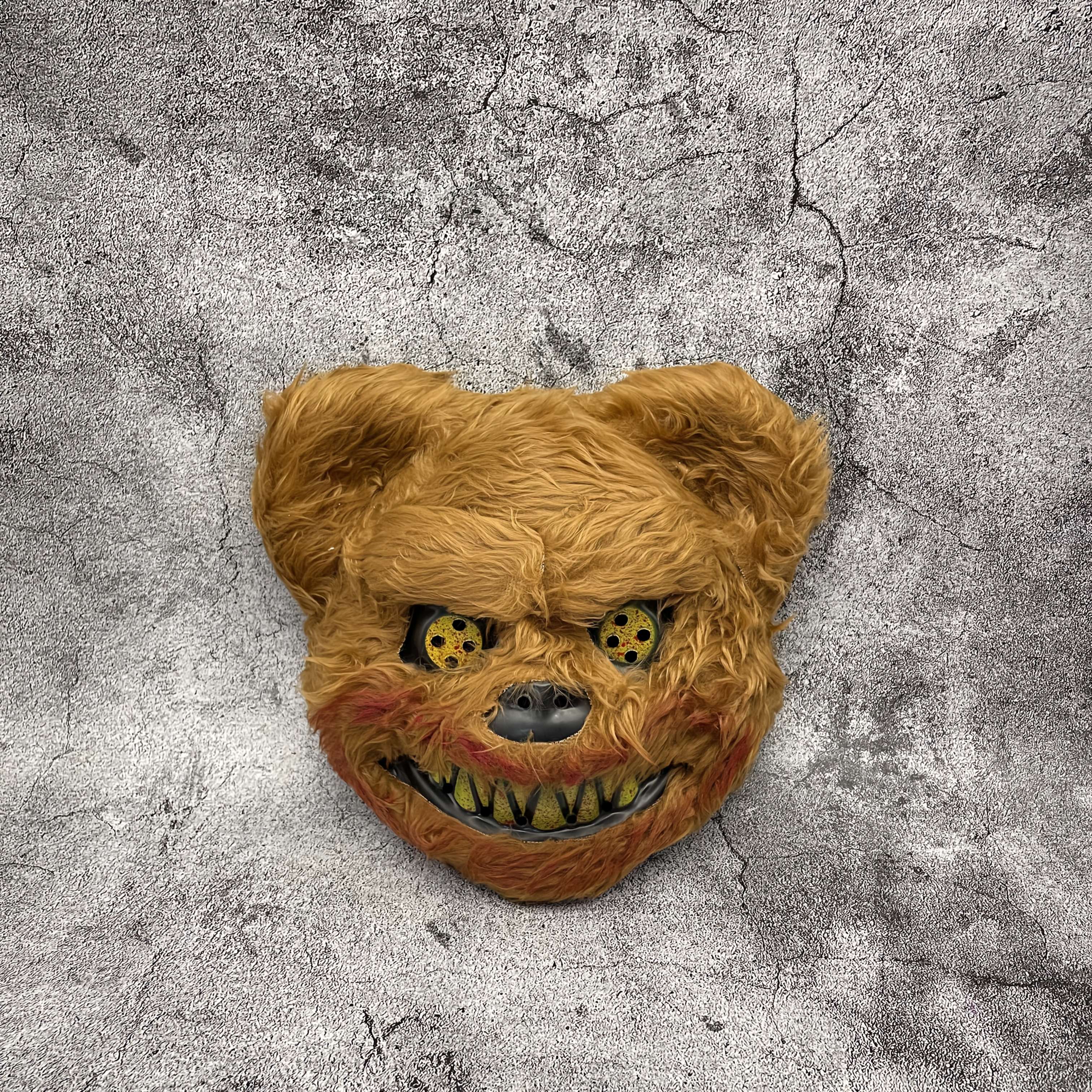 3pcs Mask + Apron + Gloves - Terrifying Halloween Costume Mask Set: Bloody Bear and Rabbit Costume Combo. The Set Includes a Mask, Apron, and Gloves, Suitable for Use as Costumes on Halloween Night, Carnivals, and Horror Parties. Unisex