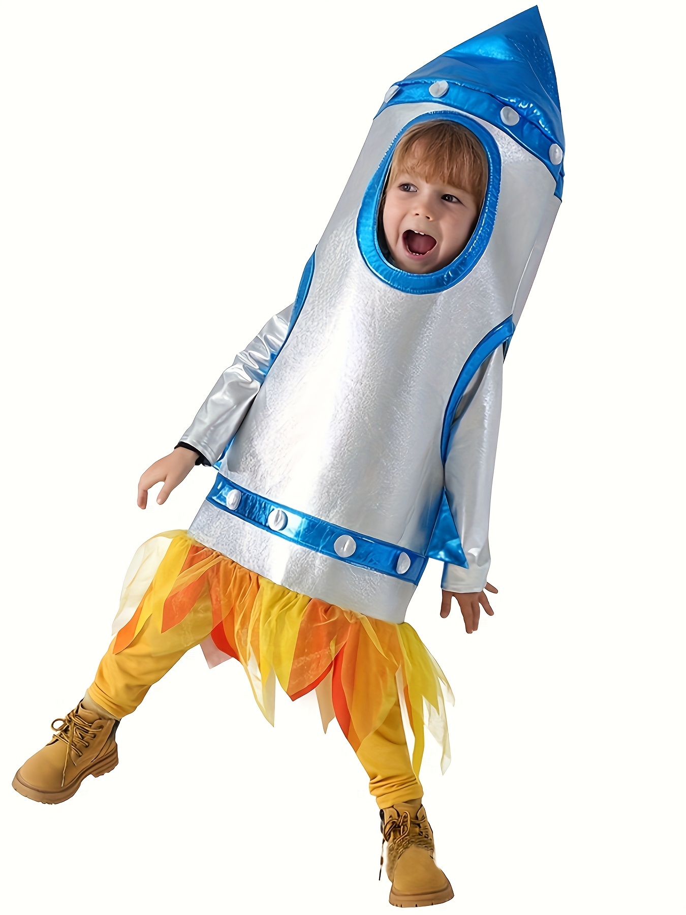 Halloween Sports Day Rocket Space Stage Spacesuit Astronaut Suit Rocket Cape Inner Layer Free Combination Suitable for Halloween Birthday Space-Themed Clothing