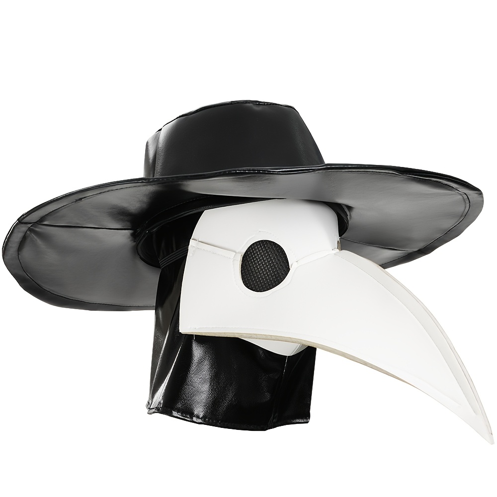 [Halloween] Halloween Costume Plague Doctor Halloween Costume, Bird-Beak Doctor Mask, Headgear, Gloves, Necklace, Hat, Belt, Coat, Cape, Horror Costume And Party And Cosplay Activity Additions, Role Play Outfits Men