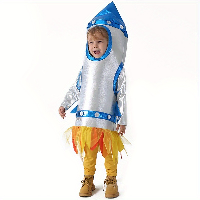 Halloween Sports Day Rocket Space Stage Spacesuit Astronaut Suit Rocket Cape Inner Layer Free Combination Suitable for Halloween Birthday Space-Themed Clothing