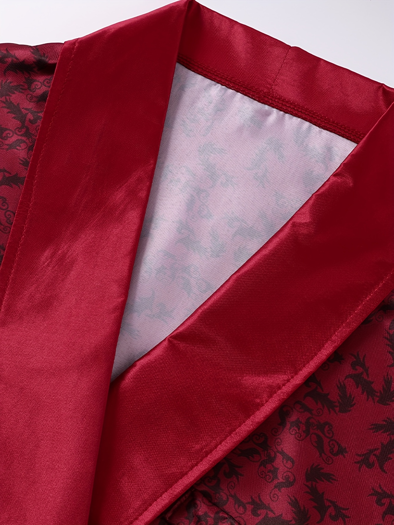 Halloween Hugh Hefner Costume Red Silky Robe Jacket & Pajama Pants Captain Costume Set with Hat Fashion Glasses Pipe Pin, Role Play Outfits Men - Image 9