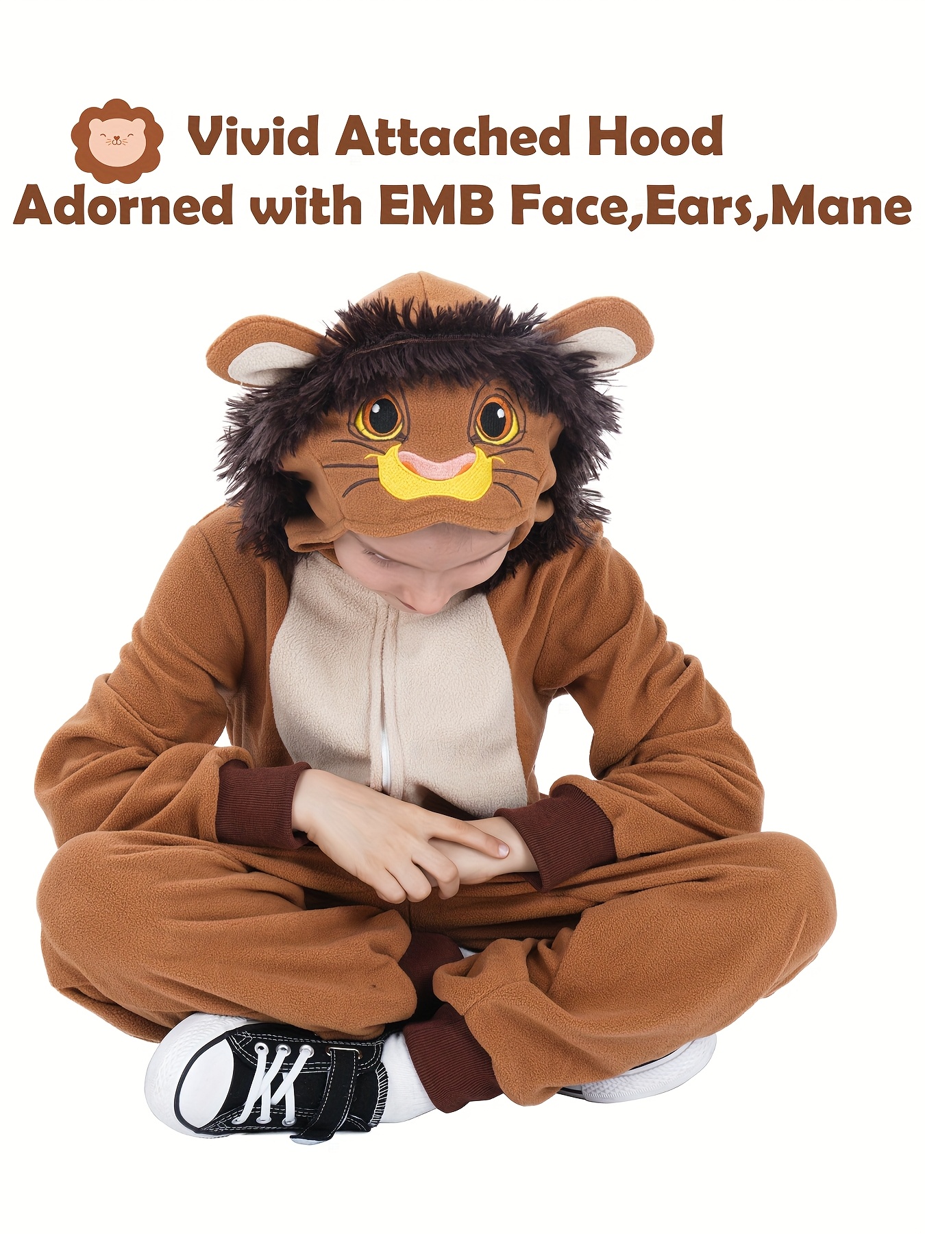 Children's Lion Bodysuit, Unisex Lion Animal for Halloween Themed Parties, Perfect for Outdoor