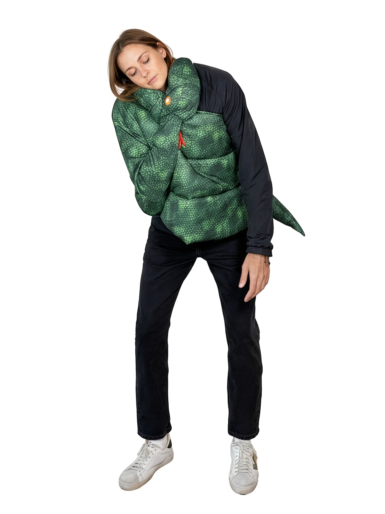 Python Print Top Cosplay Costume, Random Color Shade, Halloween Horror Green Snake Performance Outfit, One Size Fits All, Women's Holiday Party Attire