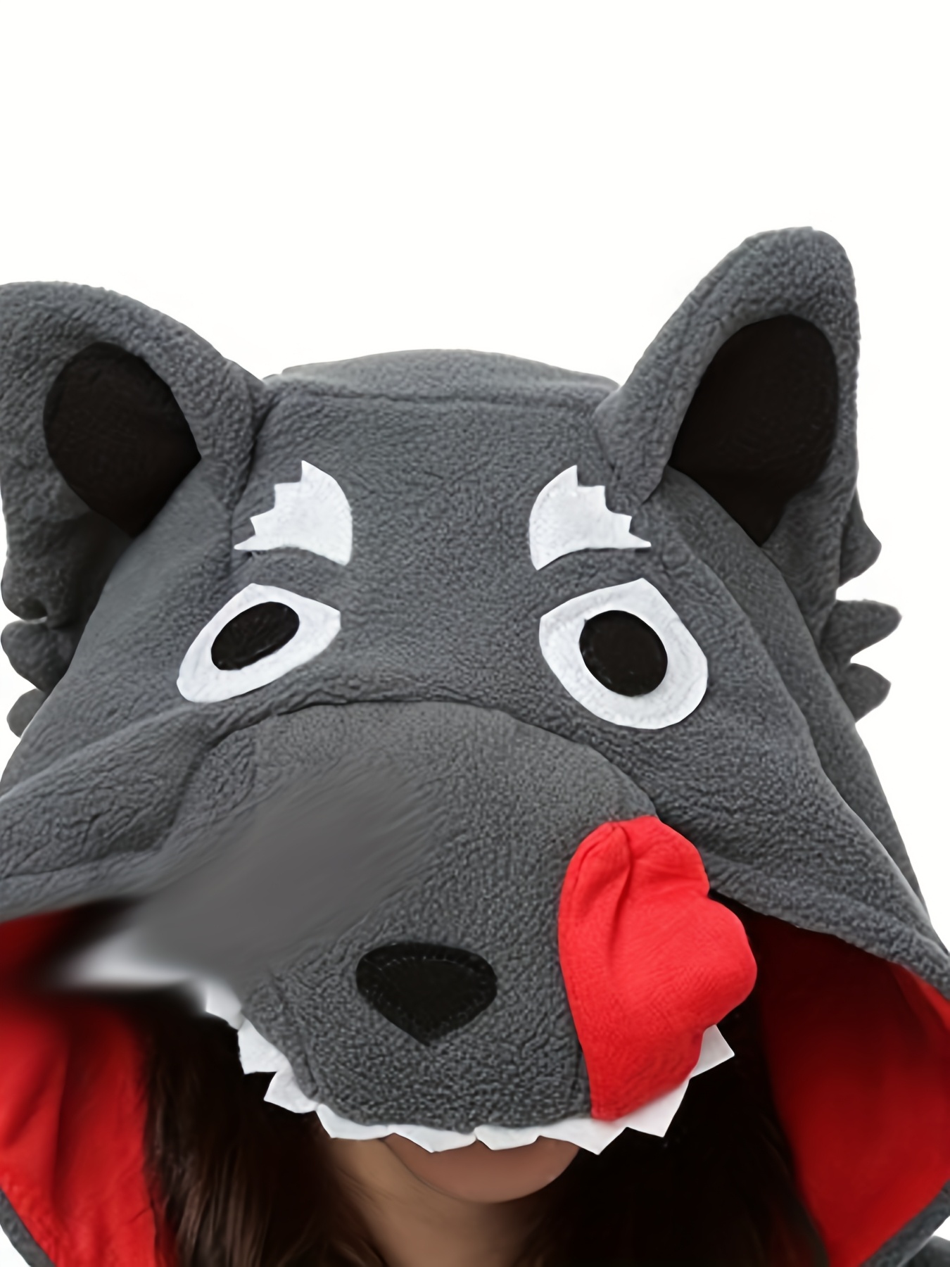Big Bad Wolf Adult Men'S Fleece Thickened Cartoon Onesie Pajamas, Halloween Autumn And Winter Thickened Animal Onesie Pajamas Long-Sleeved Hooded Warm Bathrobe Funny Masquerade Party Costume - Image 6