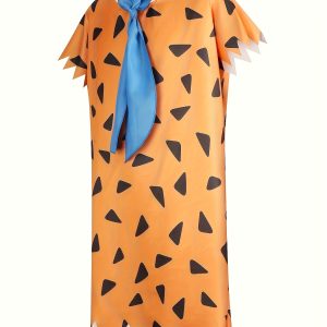 Fred Flinstone Halloween Costume, Cosplay Men's Outfit Set for Carnival, Role Play Outfits Men