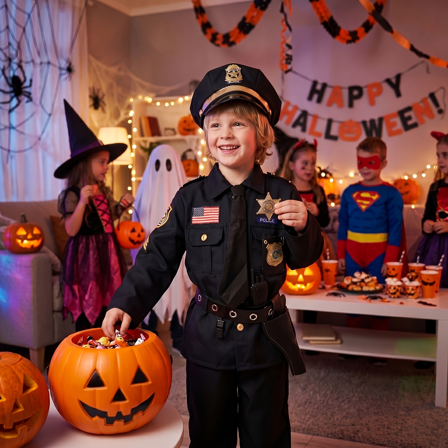 Halloween Police Costume For Kids, Police Officer Costume For Boys, RolePlay Themed Party - Image 3