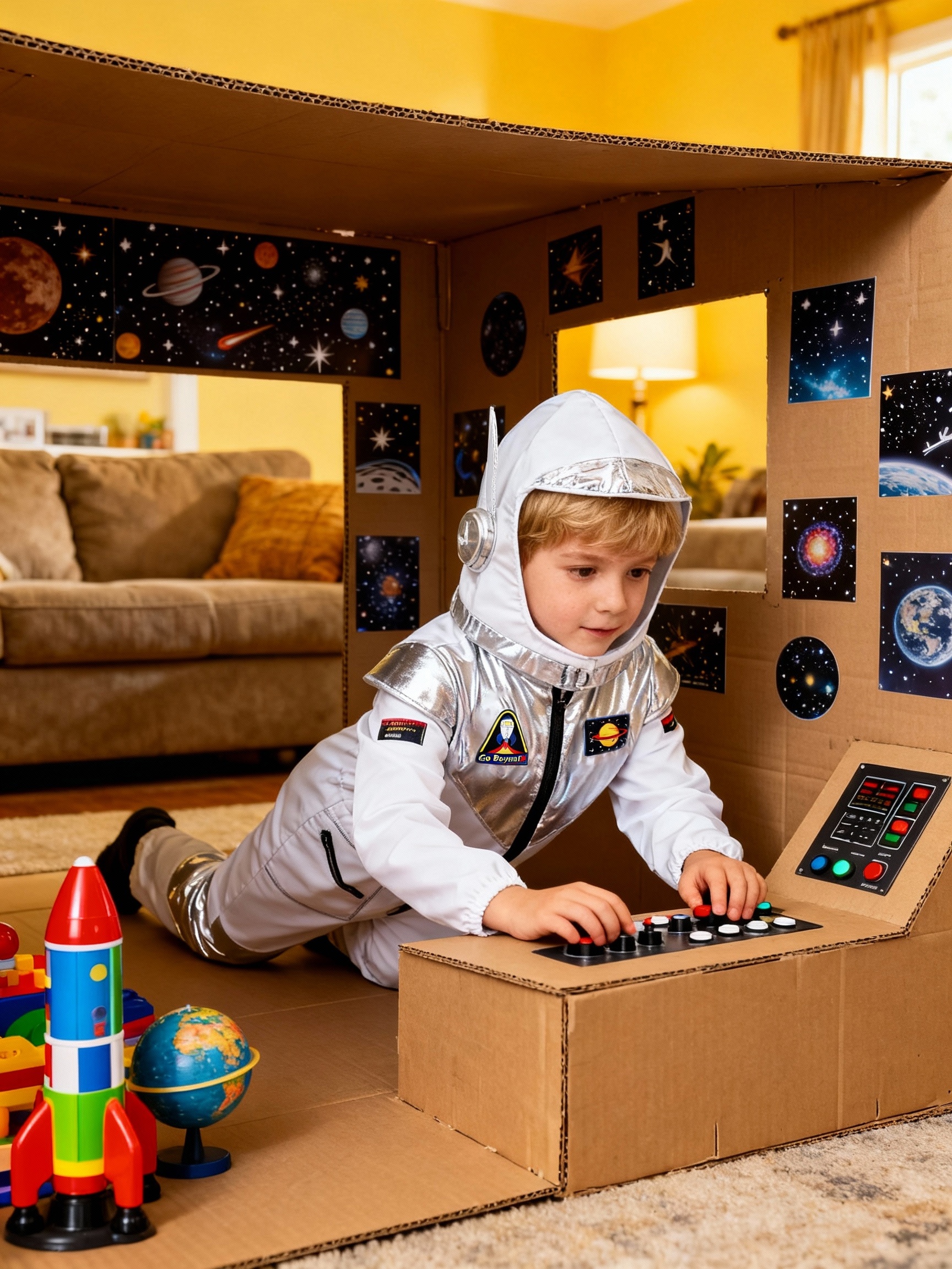Kids Deluxe White Space Astronaut, Boys Girls Outfit for Halloween Carnival Book Week Space Themed Party