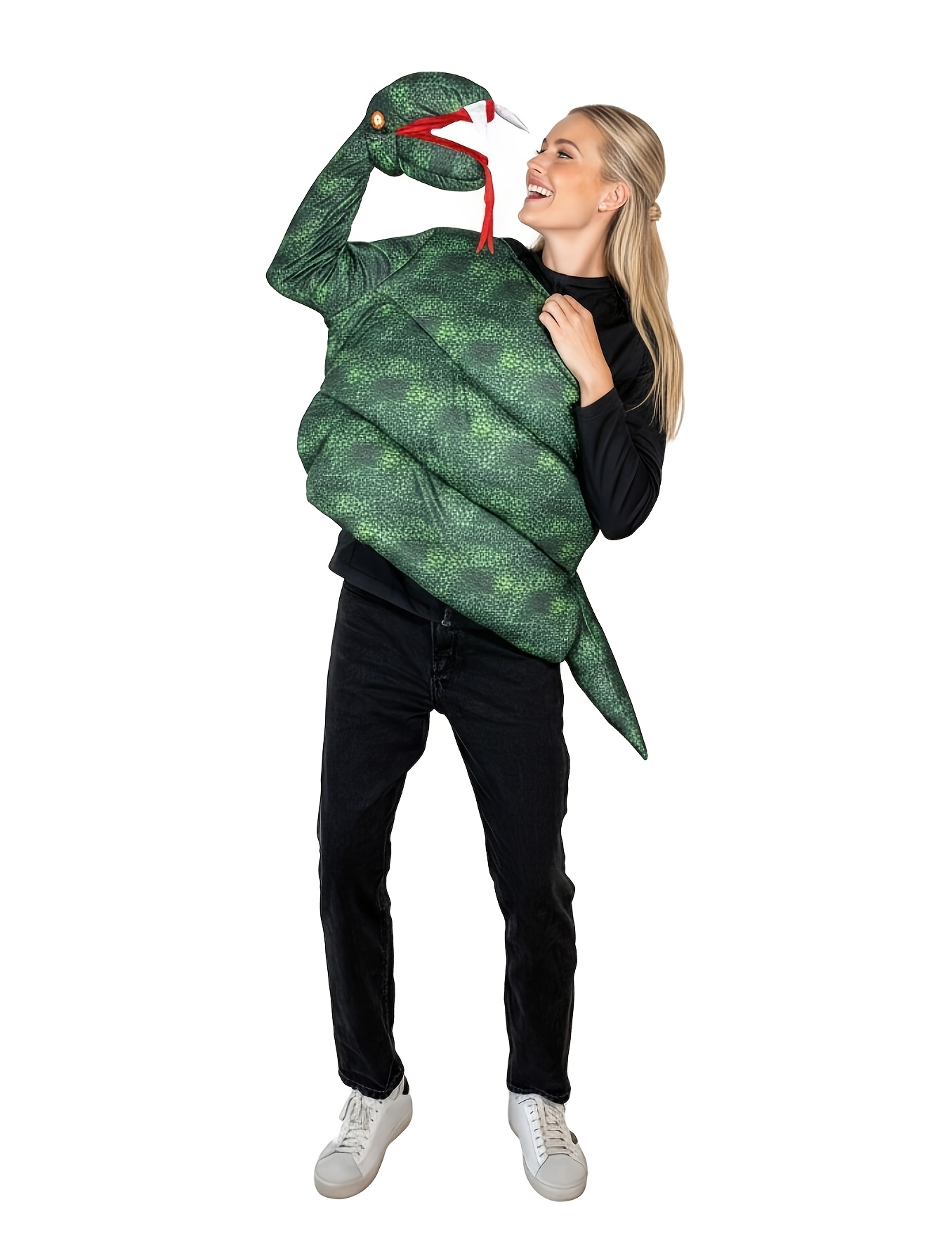 Python Print Top Cosplay Costume, Random Color Shade, Halloween Horror Green Snake Performance Outfit, One Size Fits All, Women's Holiday Party Attire