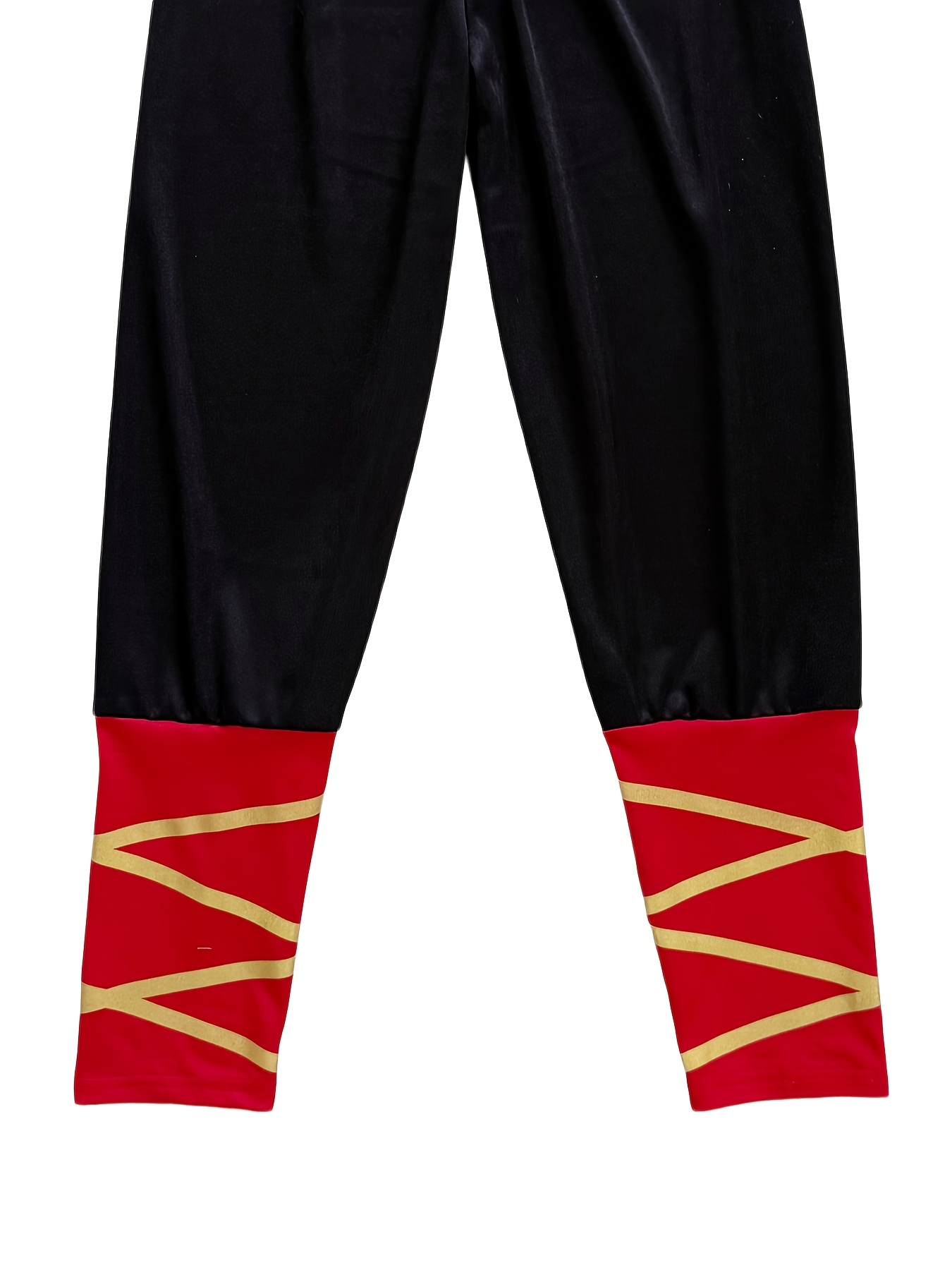Red And Golden Color-Block Cool Ninja Boy Outfit, Night Patrol, Set Includes Top, Pants, Belt, And Headscarf, Suitable for Carnival, Halloween, Performance, Birthday, And Various Parties