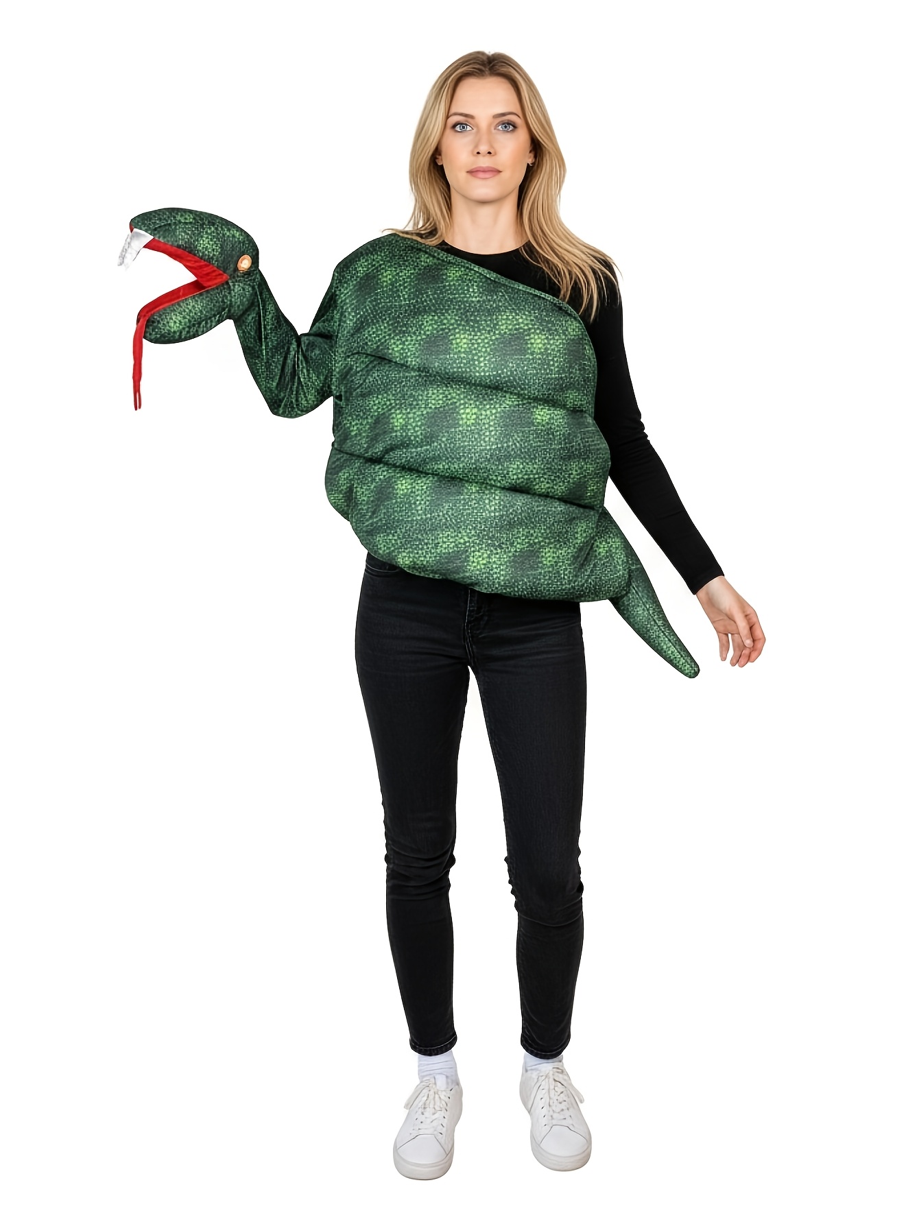 Python Print Top Cosplay Costume, Random Color Shade, Halloween Horror Green Snake Performance Outfit, One Size Fits All, Women's Holiday Party Attire