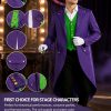 Halloween Costume An Interesting Clown Holiday Costume Top for Men, a Medium-length Tuxedo in a Purple and Green Colorblock Design. Suitable for Holiday Costumes and Street Performance Attire, Without Pockets