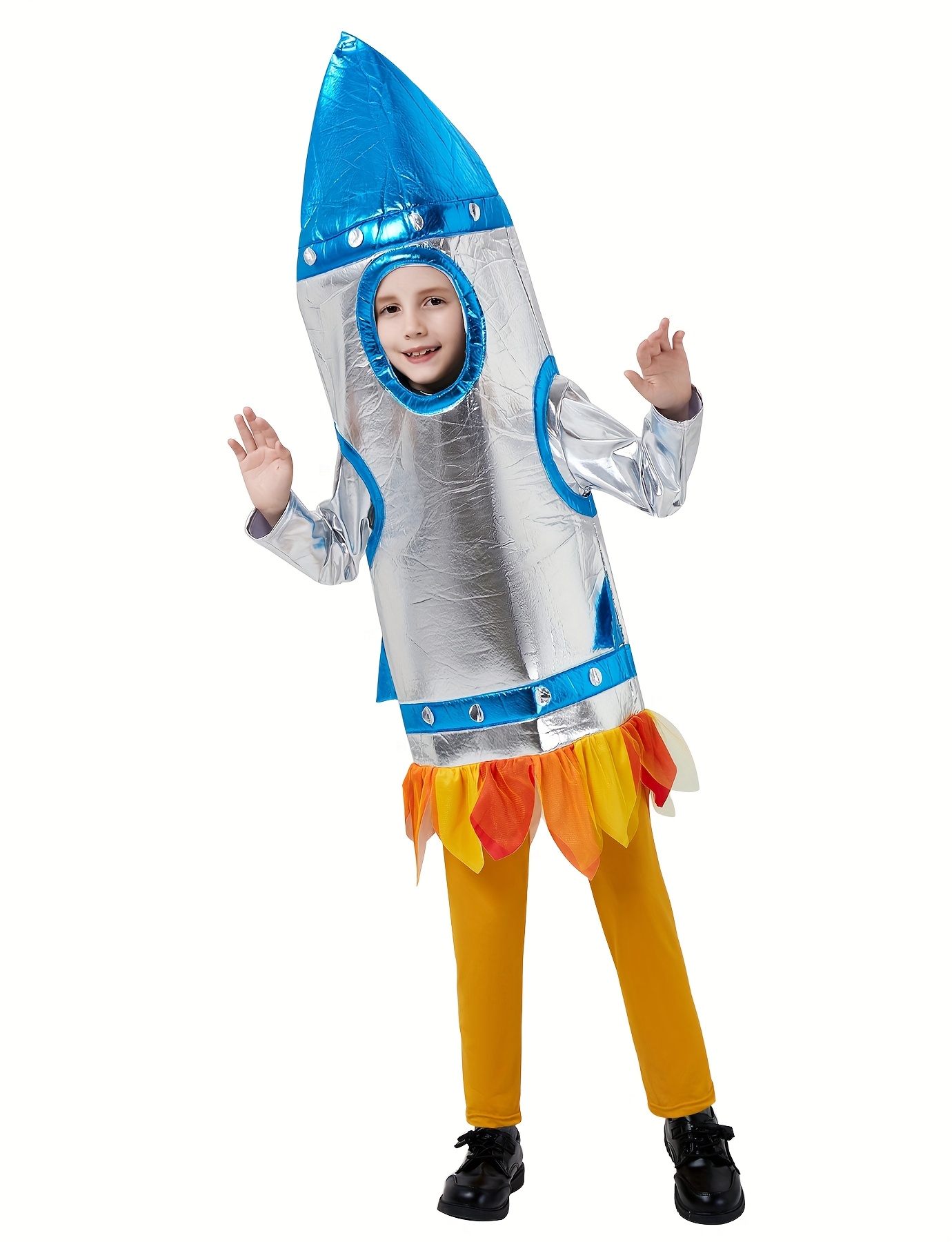 Halloween Sports Day Rocket Space Stage Spacesuit Astronaut Suit Rocket Cape Inner Layer Free Combination Suitable for Halloween Birthday Space-Themed Clothing