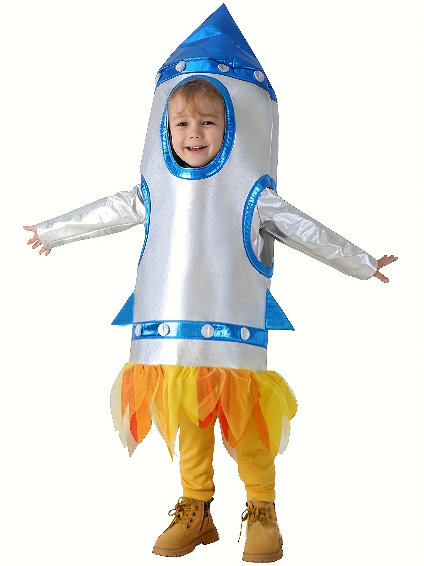 Halloween Sports Day Rocket Space Stage Spacesuit Astronaut Suit Rocket Cape Inner Layer Free Combination Suitable for Halloween Birthday Space-Themed Clothing