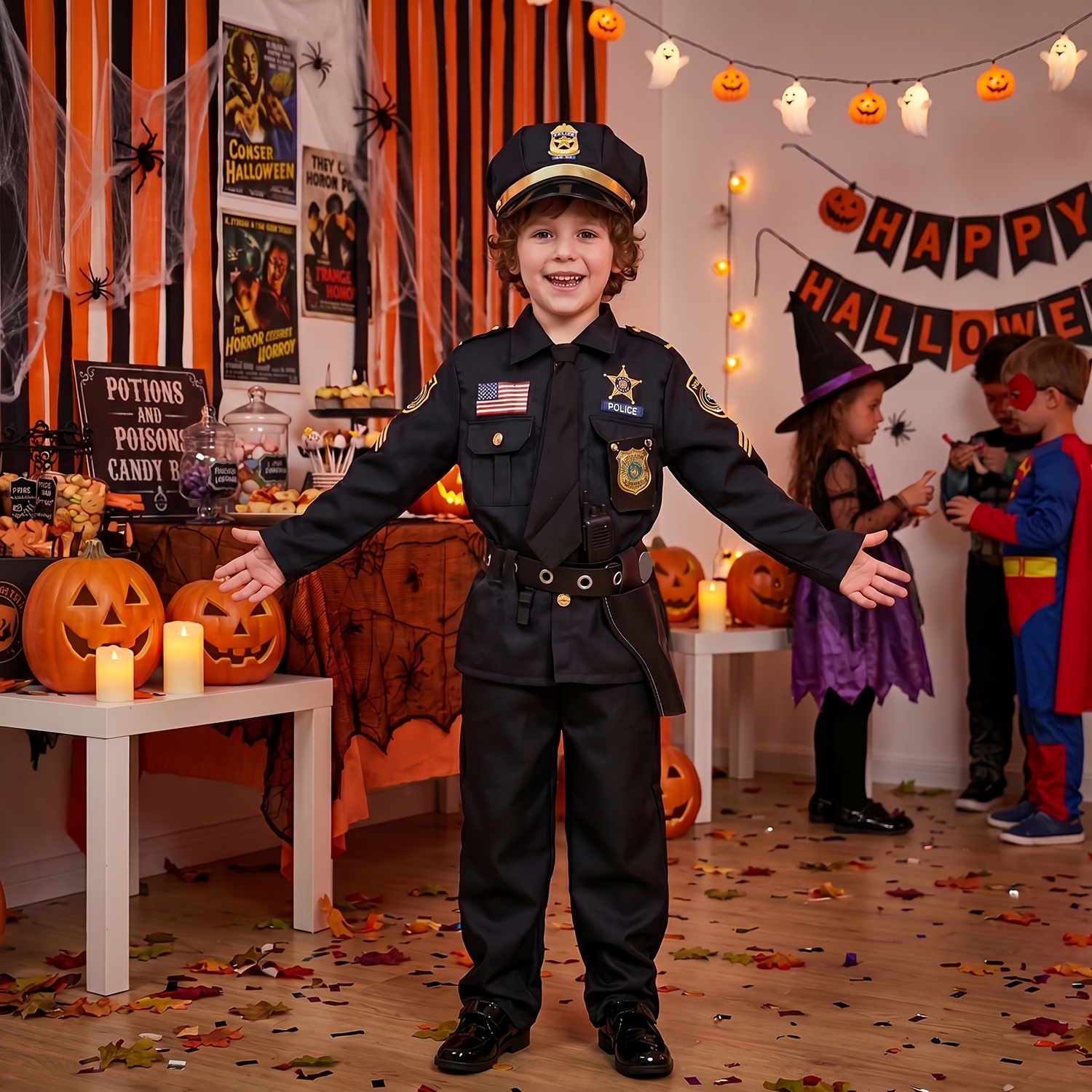 Halloween Police Costume For Kids, Police Officer Costume For Boys, RolePlay Themed Party