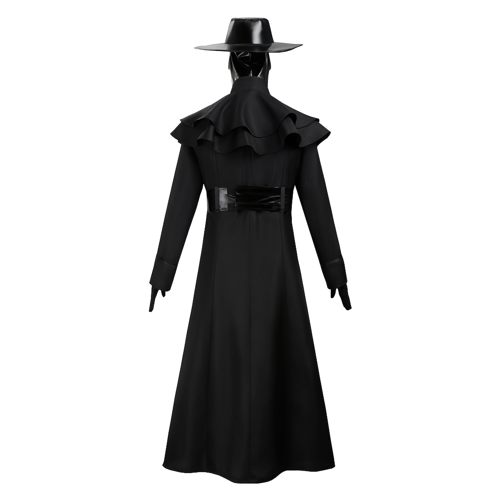 [Halloween] Halloween Costume Plague Doctor Halloween Costume, Bird-Beak Doctor Mask, Headgear, Gloves, Necklace, Hat, Belt, Coat, Cape, Horror Costume And Party And Cosplay Activity Additions, Role Play Outfits Men
