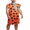 Halloween Costume Halloween Men's Animated Character Costume, Caveman Outfit, Orange and Brown Version for Role-Playing and Family Parties, Stage Performances, Also Suitable as a Gift for Family and Friends, Role Play Outfits Men