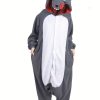 Big Bad Wolf Adult Men'S Fleece Thickened Cartoon Onesie Pajamas, Halloween Autumn And Winter Thickened Animal Onesie Pajamas Long-Sleeved Hooded Warm Bathrobe Funny Masquerade Party Costume