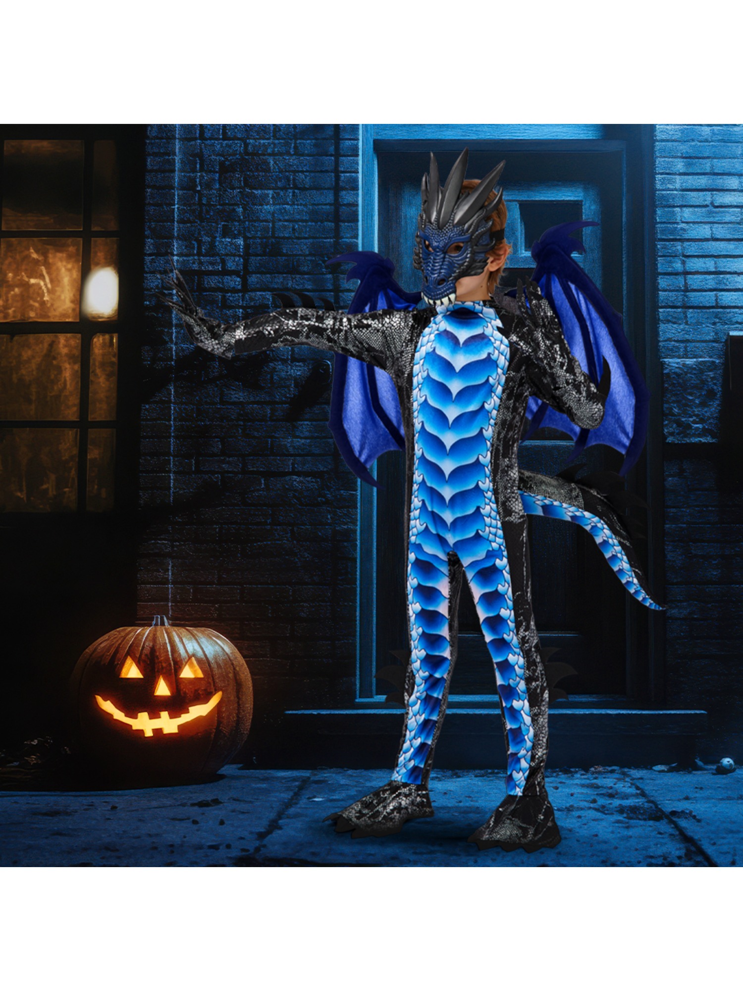 SYNCFUN for Halloween Kids Dragon, Boys' Dragon Wings, Tail, And Mask Set for Halloween Dress Up - Image 3