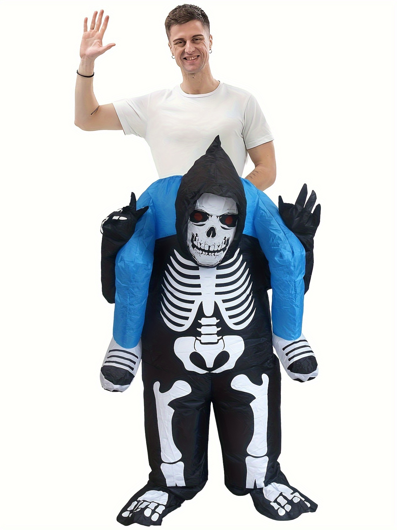 [Halloween] Fun Halloween Party Costume Inflatable Outfit, Suitable for Adults, Grim Reaper Skeleton Costume