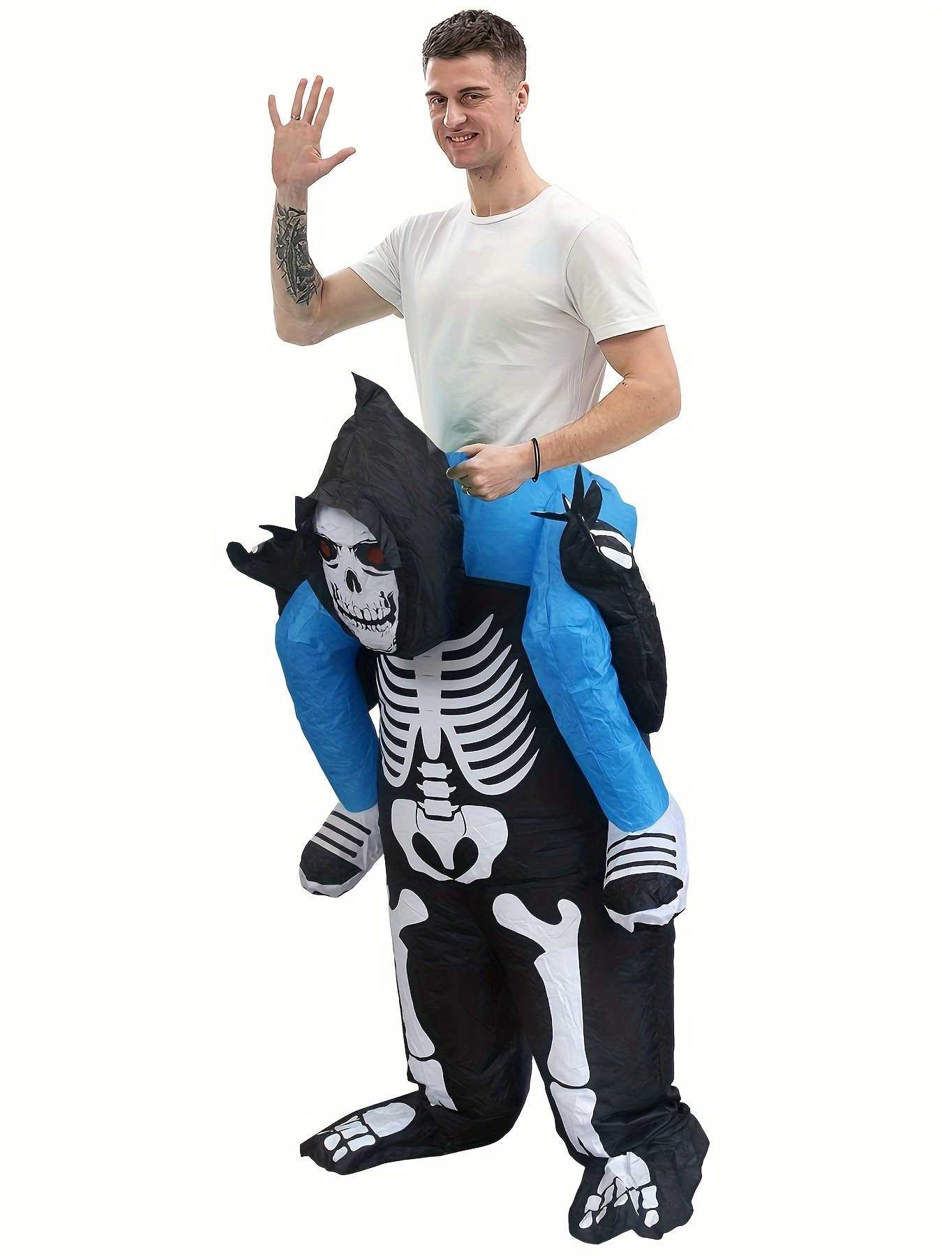 [Halloween] Fun Halloween Party Costume Inflatable Outfit, Suitable for Adults, Grim Reaper Skeleton Costume