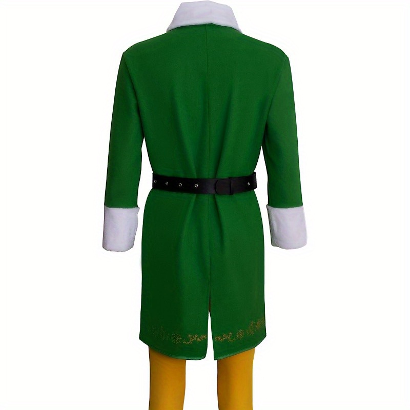 Adult Elf Costume, Halloween Christmas Cosplay Outfit Complete Set with Hat Tunic Top Pants Belt And Shoe Covers, Green Holiday Party Dress Up Costume - Image 7
