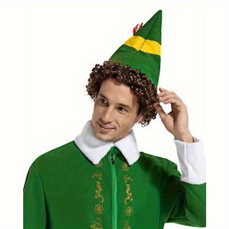 Adult Elf Costume, Halloween Christmas Cosplay Outfit Complete Set with Hat Tunic Top Pants Belt And Shoe Covers, Green Holiday Party Dress Up Costume
