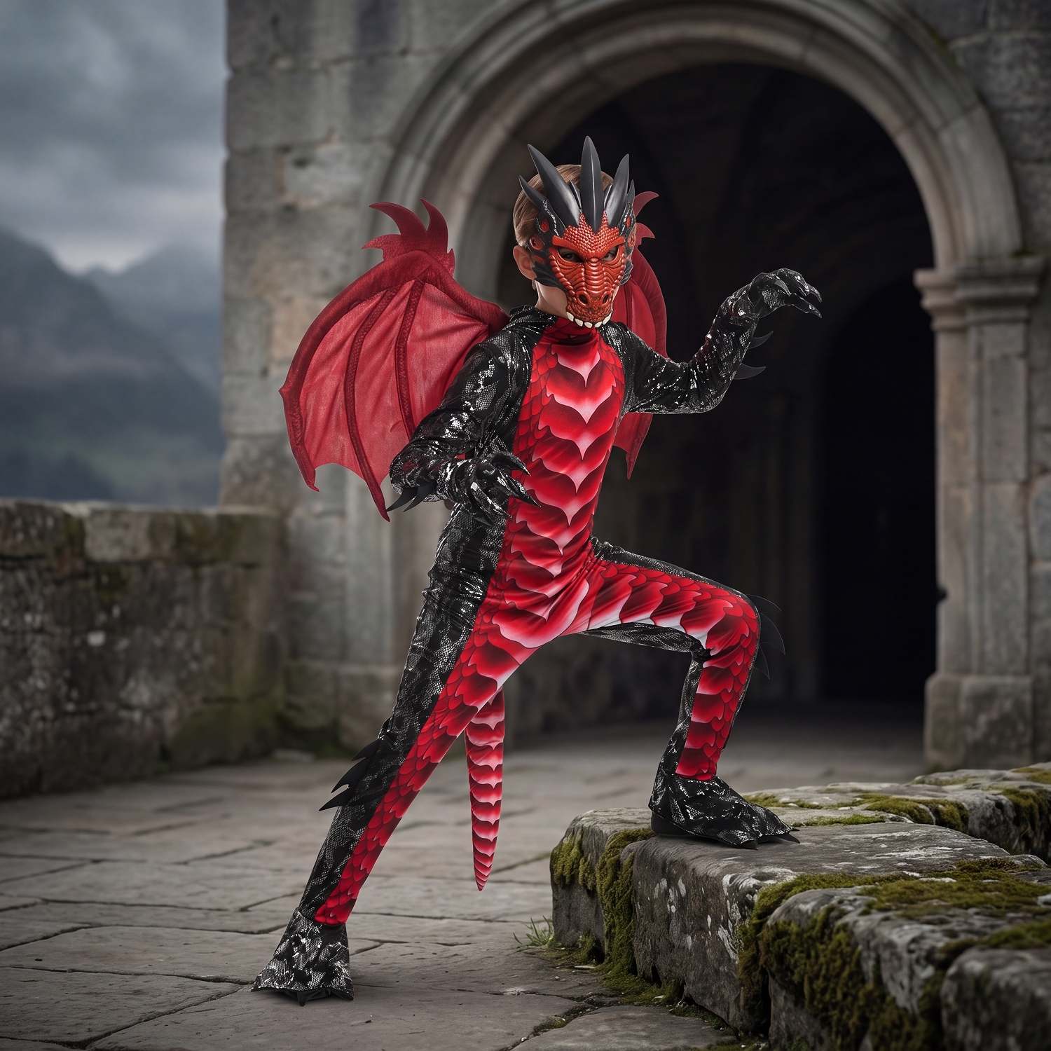 SYNCFUN for Halloween Kids Dragon, Boys' Dragon Wings, Tail, And Mask Set for Halloween Dress Up