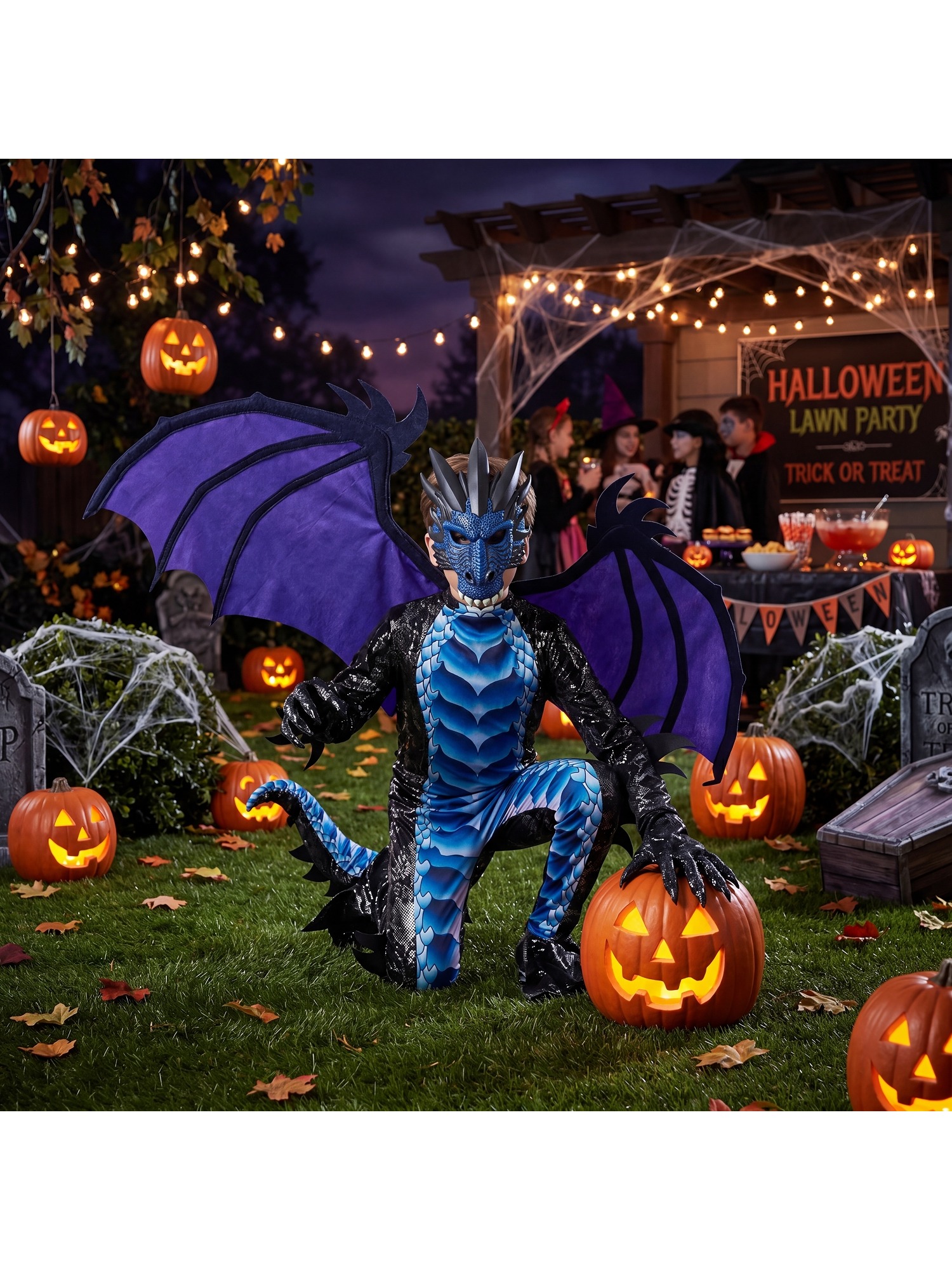SYNCFUN for Halloween Kids Dragon, Boys' Dragon Wings, Tail, And Mask Set for Halloween Dress Up - Image 4