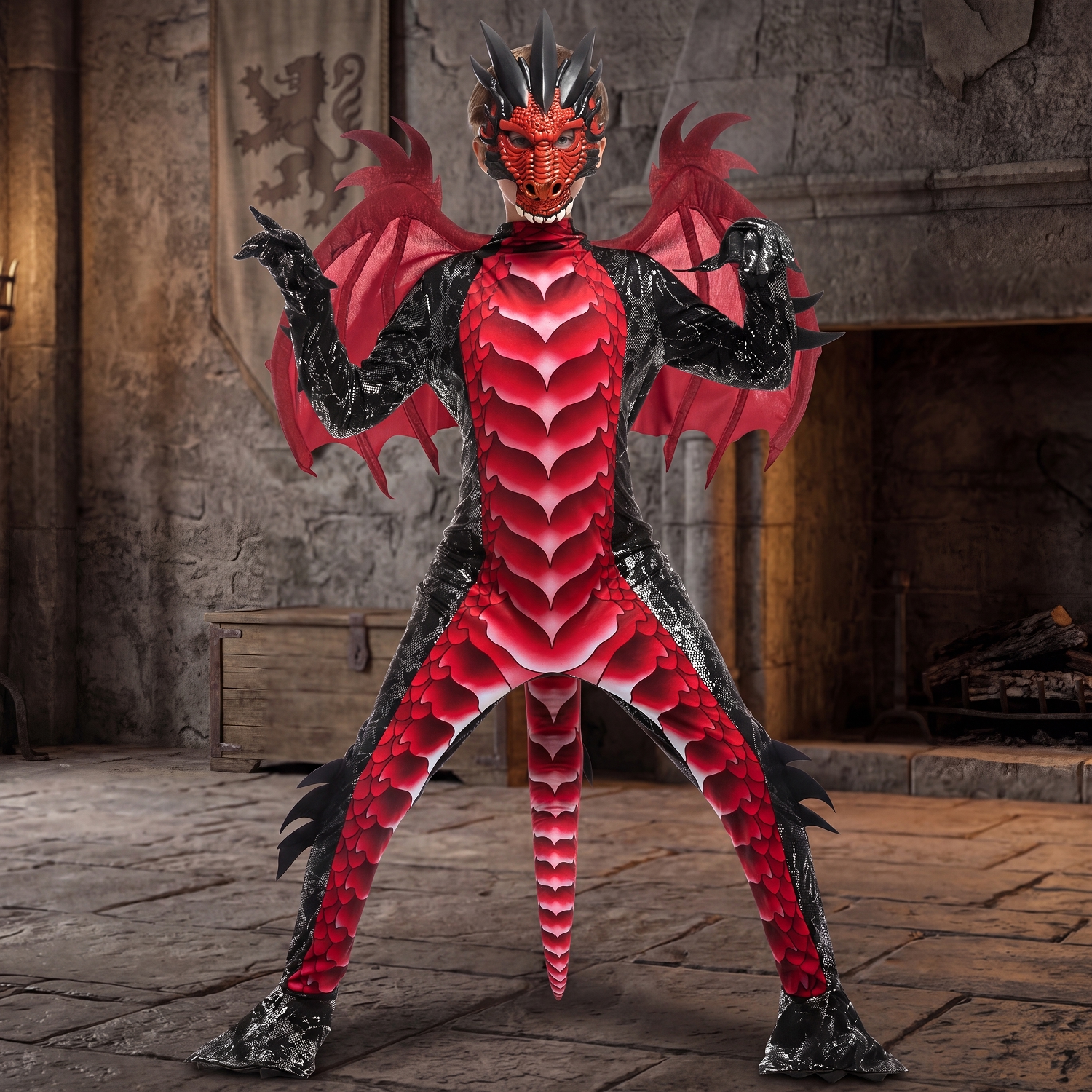 SYNCFUN for Halloween Kids Dragon, Boys' Dragon Wings, Tail, And Mask Set for Halloween Dress Up