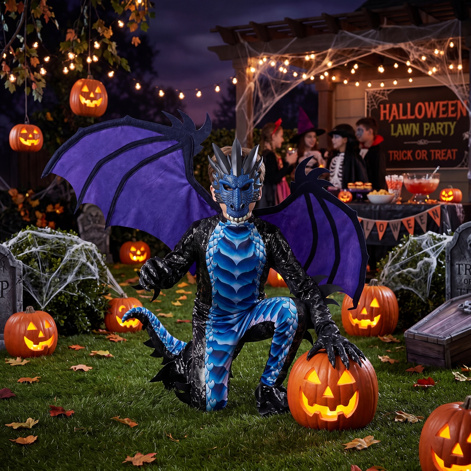 SYNCFUN for Halloween Kids Dragon, Boys' Dragon Wings, Tail, And Mask Set for Halloween Dress Up